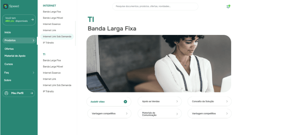 Guia de equipamentos por serviço dentro da plataforma Speed